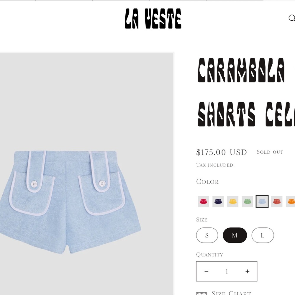 La Veste towel shorts nwt size medium blue